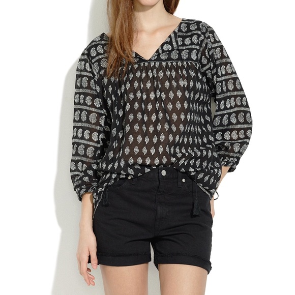 Madewell Tops - Madewell Moroccan mix tunic black M